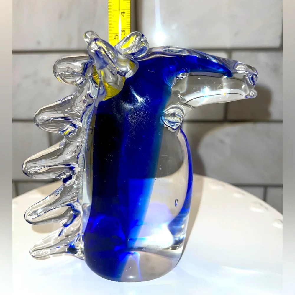 Handblown Handmade Glass Unmarked Masterpiece Decor Seahorse / Horse Head Cobalt